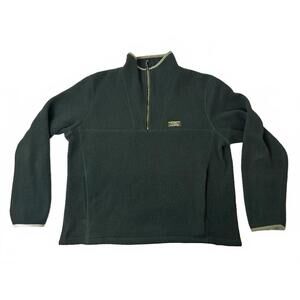 LL Bean Dark Green Fleece Pullover Quarter Zip Mens Large